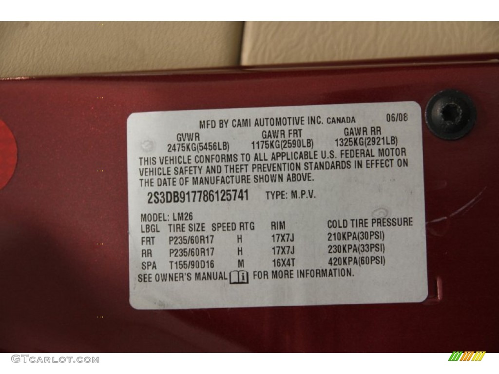 2008 XL7 Limited - Cranberry Red Metallic / Beige photo #22