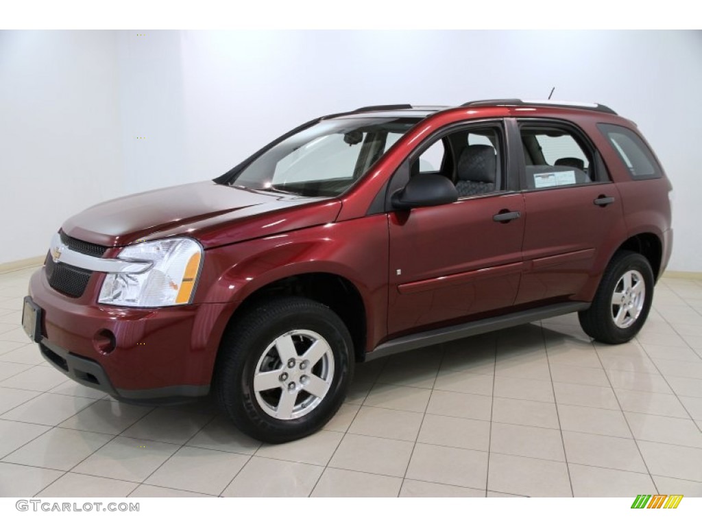 2008 Equinox LS AWD - Deep Ruby Red Metallic / Light Gray photo #3