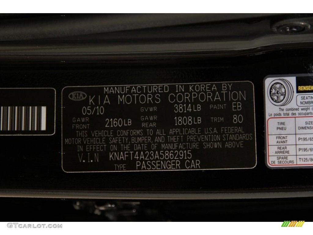 2010 Kia Forte LX Color Code Photos