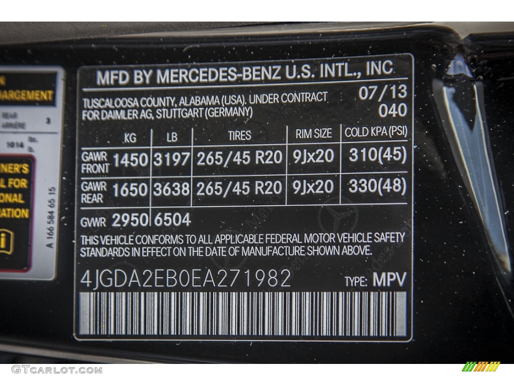2014 ML Color Code 040 for Black Photo #84800261