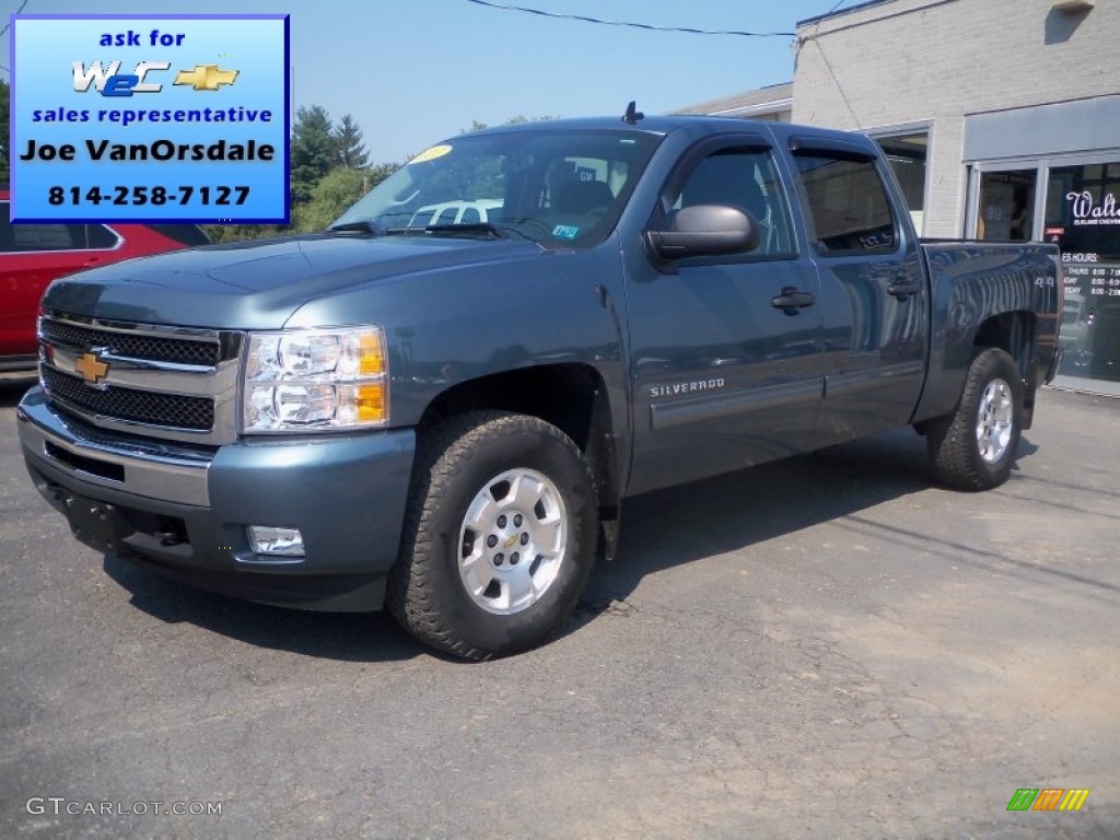 2011 Silverado 1500 LT Crew Cab 4x4 - Blue Granite Metallic / Ebony photo #1