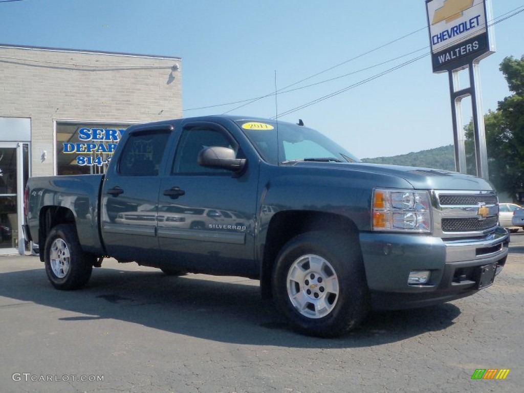 2011 Silverado 1500 LT Crew Cab 4x4 - Blue Granite Metallic / Ebony photo #3