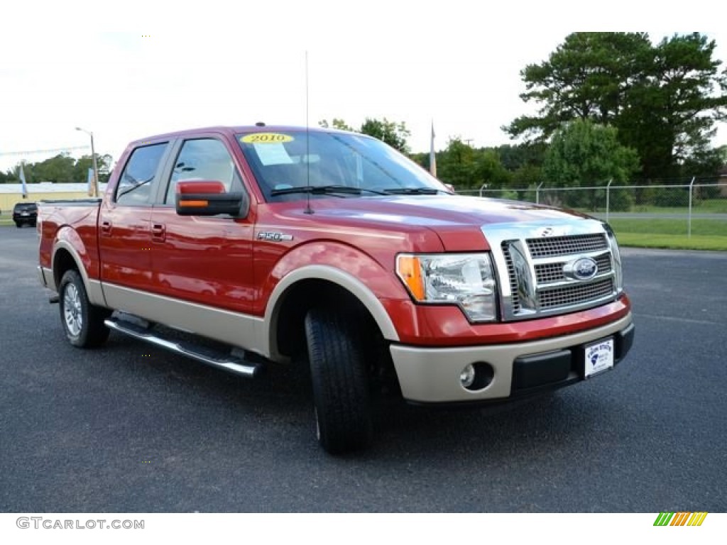 2010 F150 Lariat SuperCrew - Red Candy Metallic / Tan photo #3