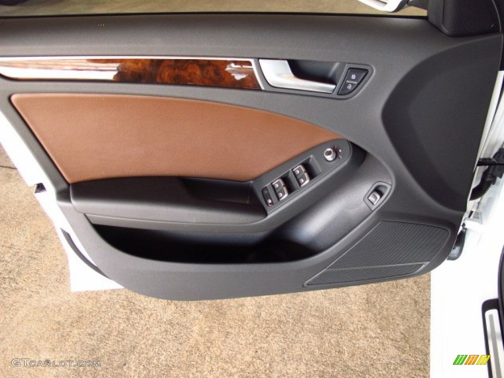 2014 Audi A4 2.0T Sedan Chestnut Brown/Black Door Panel Photo #84814602
