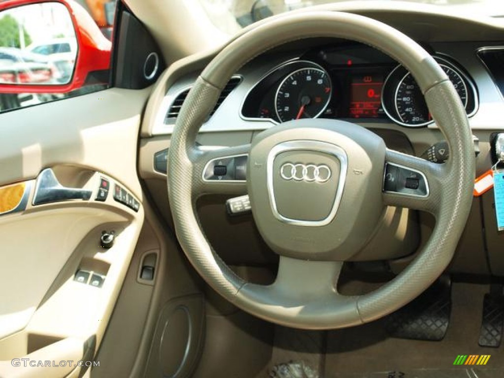 2009 Audi A5 3.2 quattro Coupe Linen Beige Steering Wheel Photo #84816303