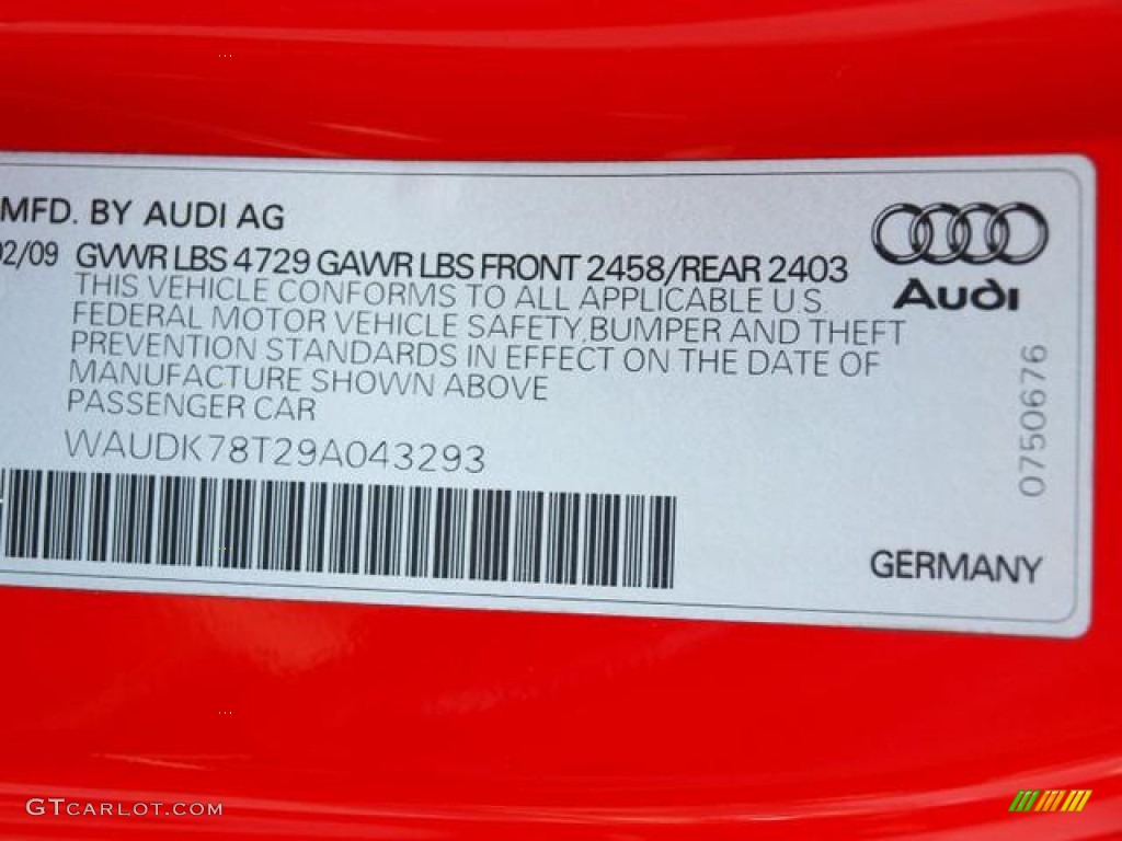 2009 Audi A5 3.2 quattro Coupe Info Tag Photos