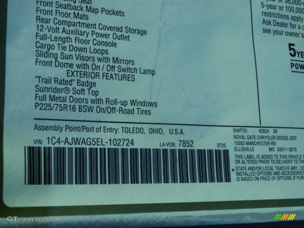 2014 Jeep Wrangler Sport 4x4 Window Sticker Photos