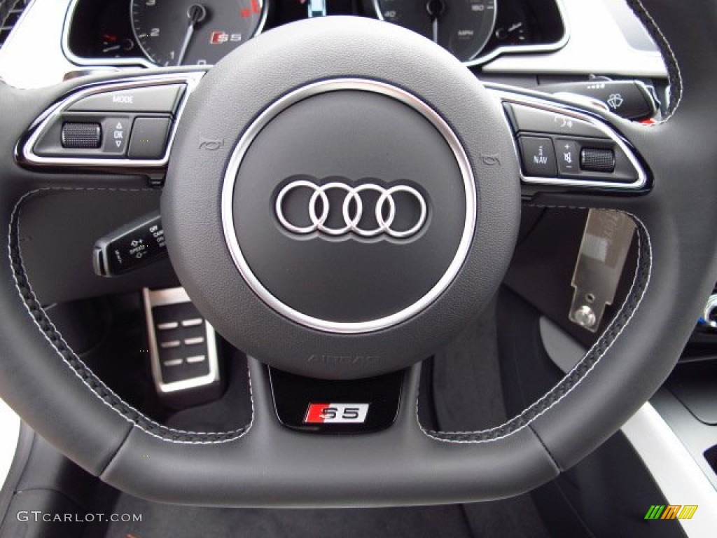 2014 Audi S5 3.0T Premium Plus quattro Coupe Black/Lunar Silver Steering Wheel Photo #84818064