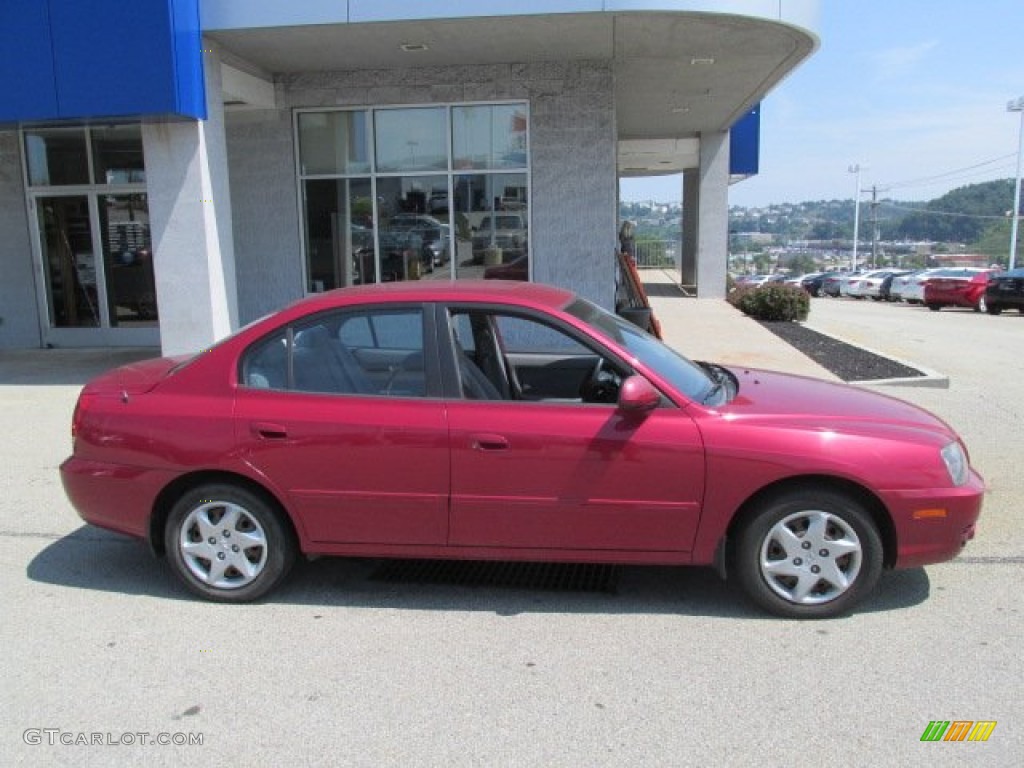 2005 Elantra GLS Sedan - Electric Red Metallic / Gray photo #2