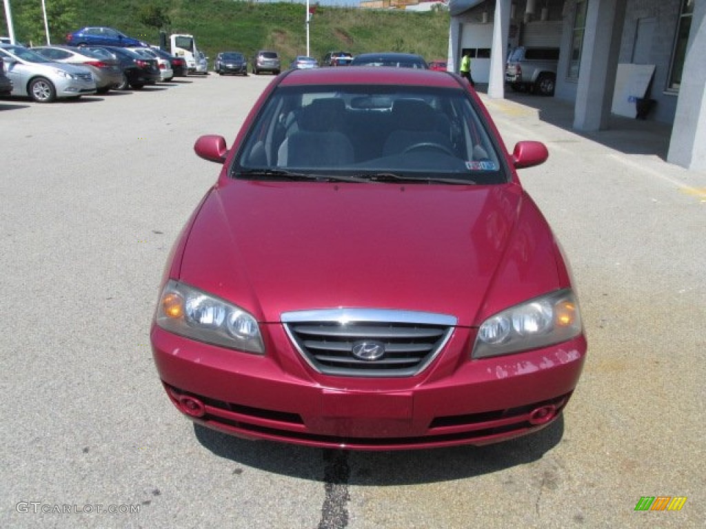 2005 Elantra GLS Sedan - Electric Red Metallic / Gray photo #3