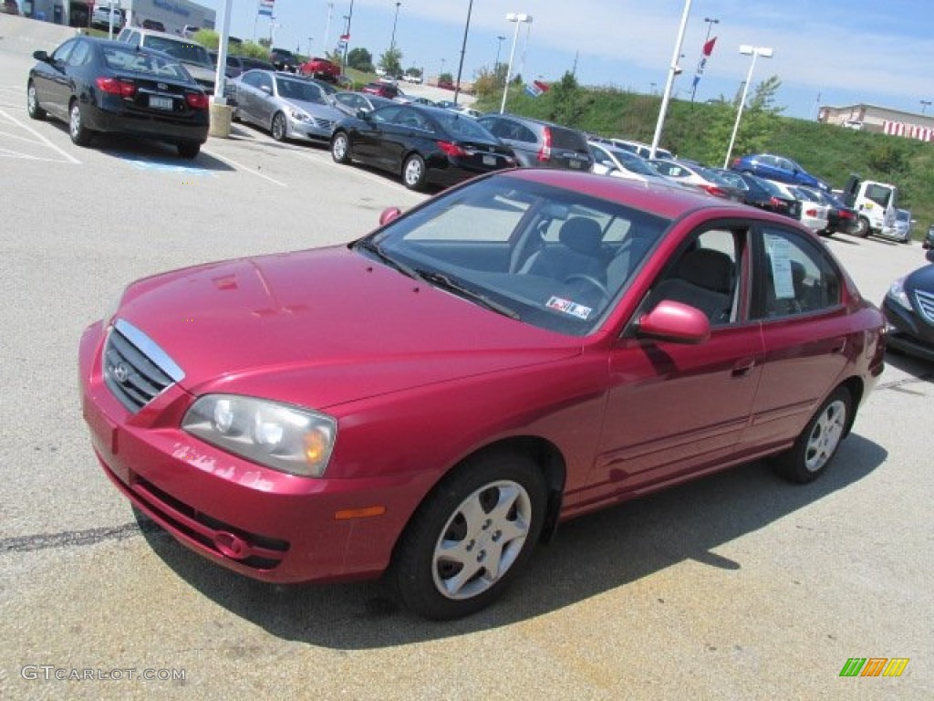 2005 Elantra GLS Sedan - Electric Red Metallic / Gray photo #4