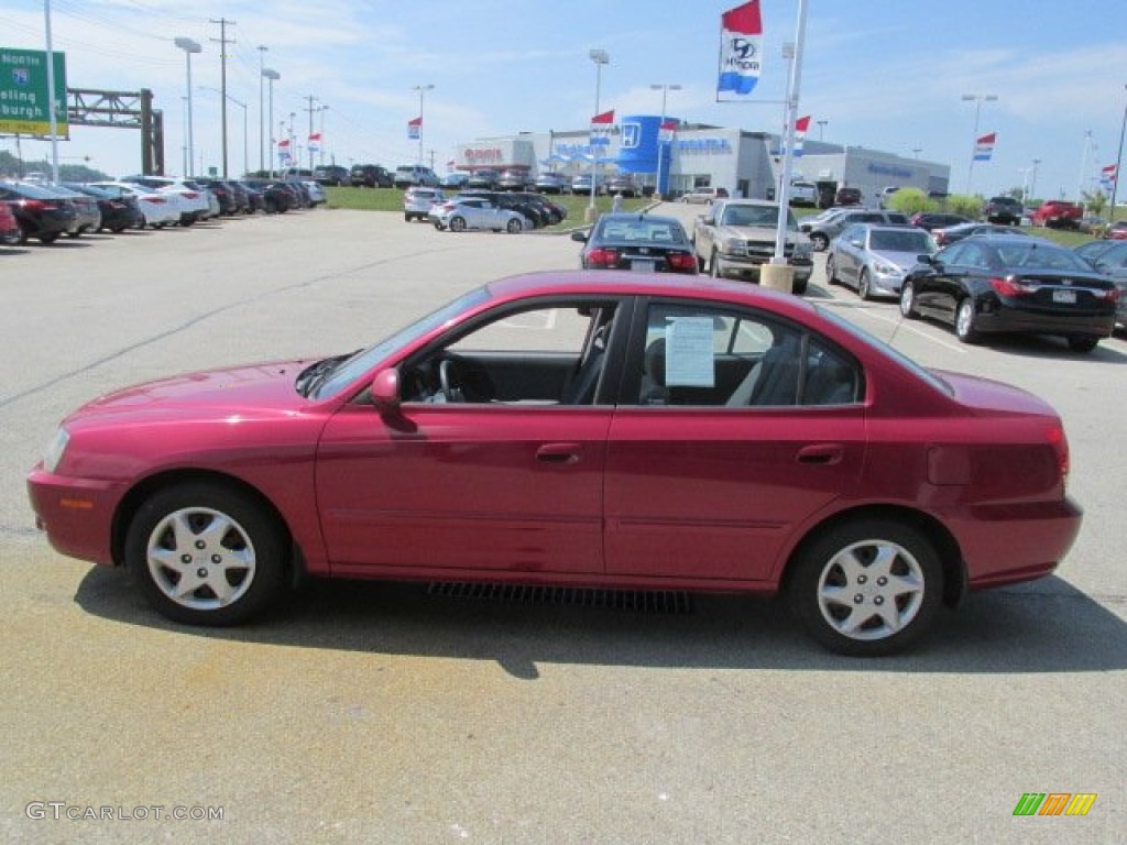 2005 Elantra GLS Sedan - Electric Red Metallic / Gray photo #5