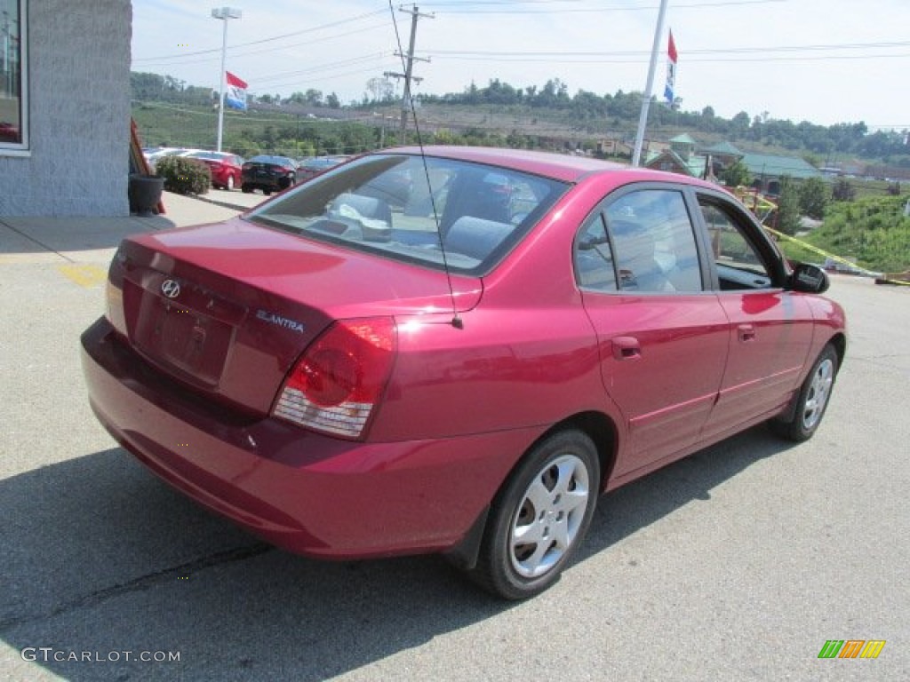 2005 Elantra GLS Sedan - Electric Red Metallic / Gray photo #8