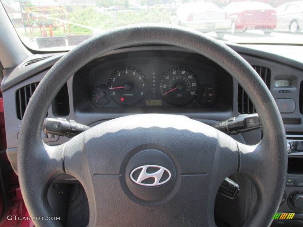 2005 Elantra GLS Sedan - Electric Red Metallic / Gray photo #15