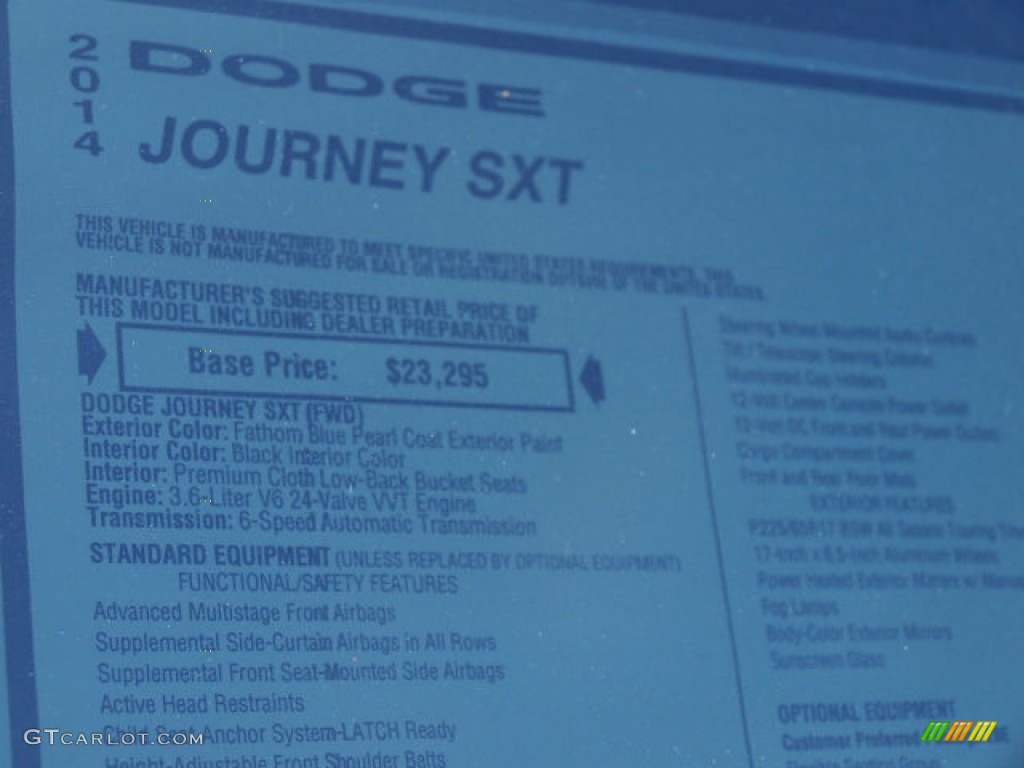2014 Dodge Journey SXT Window Sticker Photo #84821241