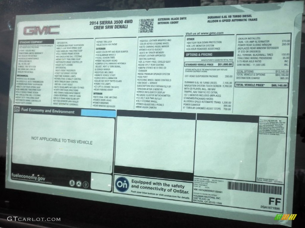 2014 GMC Sierra 3500HD Denali Crew Cab 4x4 Window Sticker Photo #84822846