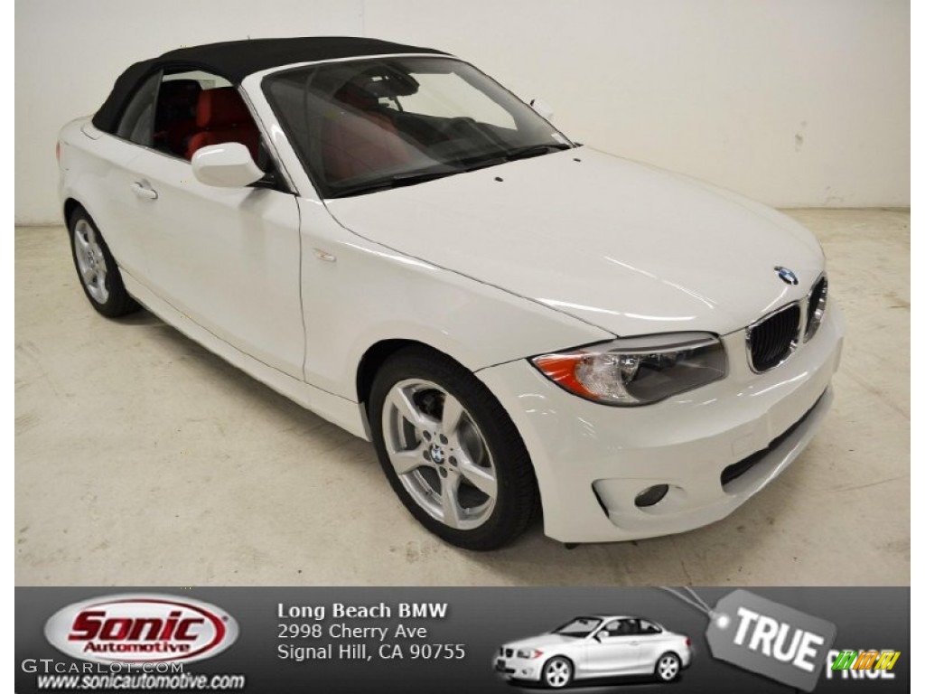 2013 1 Series 128i Convertible - Alpine White / Coral Red photo #1