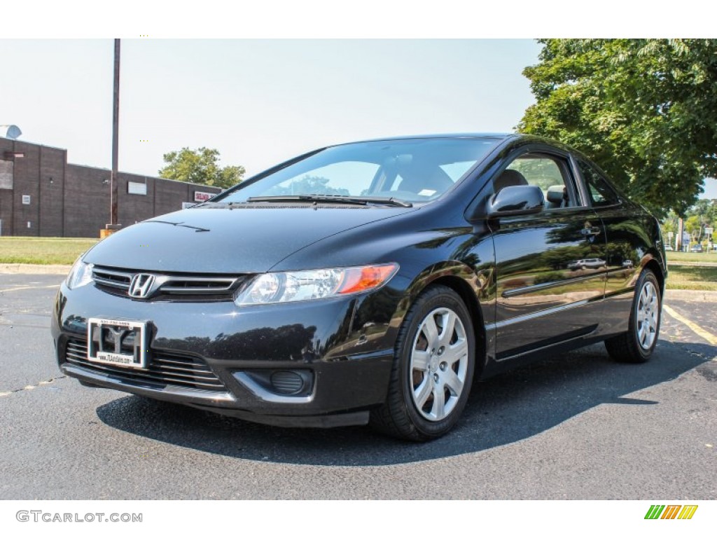 2007 Civic LX Coupe - Nighthawk Black Pearl / Gray photo #1