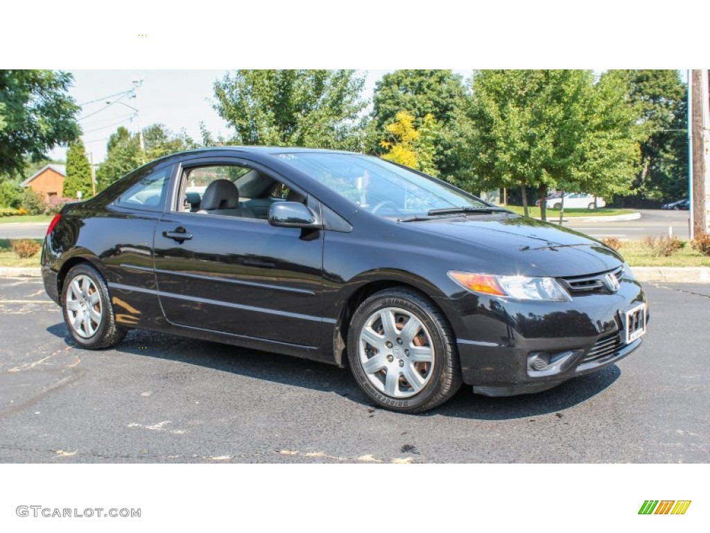 2007 Civic LX Coupe - Nighthawk Black Pearl / Gray photo #8