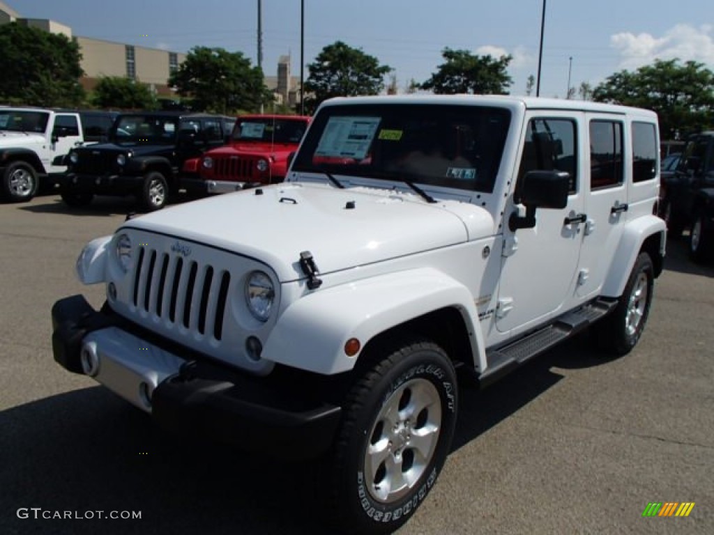 Bright White 2014 Jeep Wrangler Unlimited Sahara 4x4 Exterior Photo #84836907