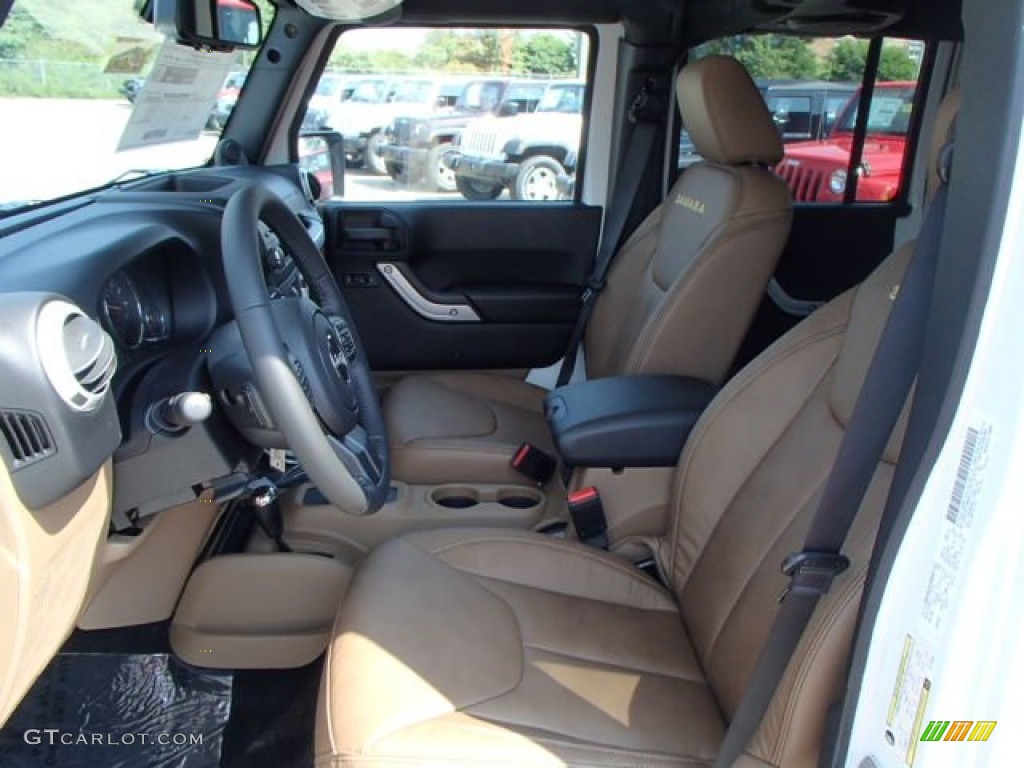 Black/Dark Saddle Interior 2014 Jeep Wrangler Unlimited Sahara 4x4 Photo #84837078