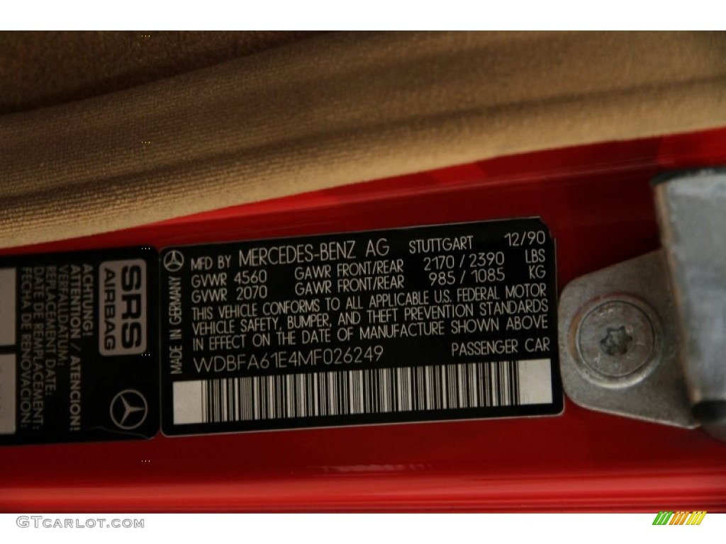 1991 SL Class 300 SL Roadster - Signal Red / Palomino photo #24