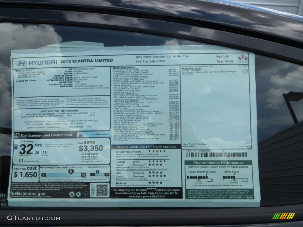 2013 Elantra Limited - Black / Black photo #33