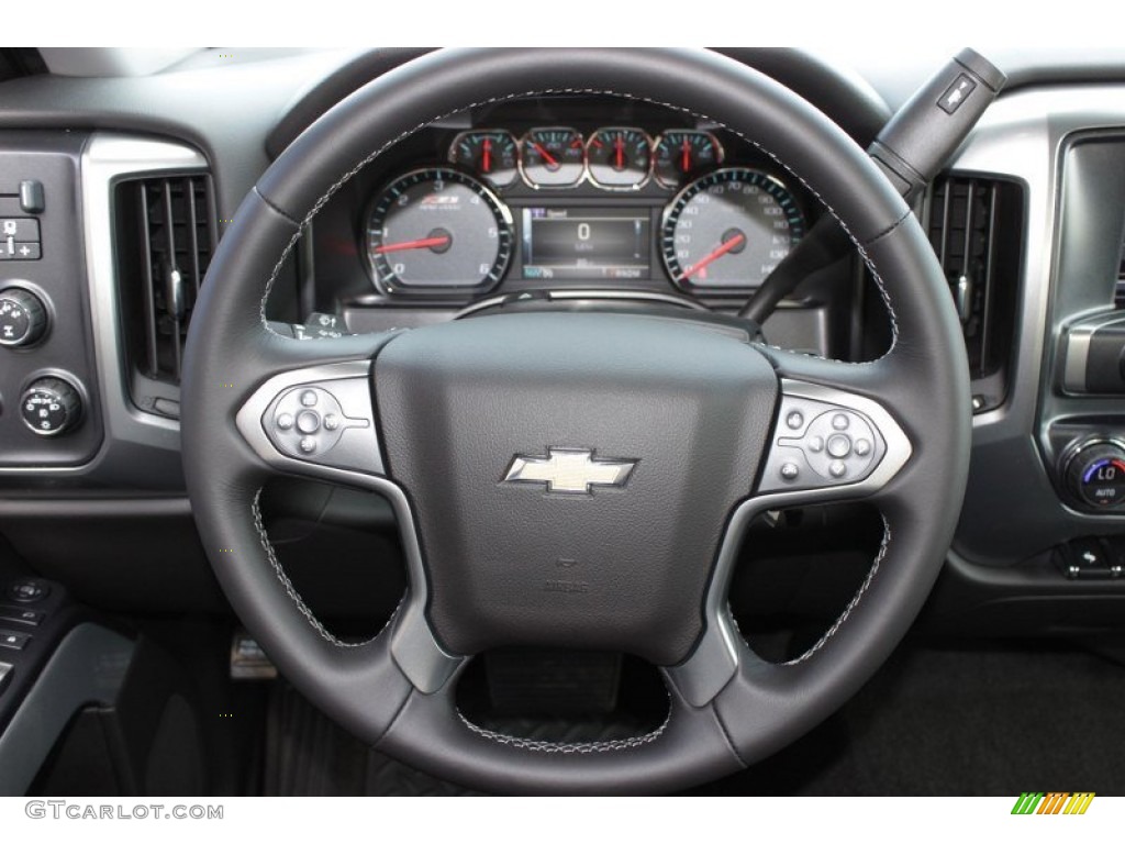 2014 Chevrolet Silverado 1500 LTZ Z71 Double Cab 4x4 Jet Black Steering Wheel Photo #84845067