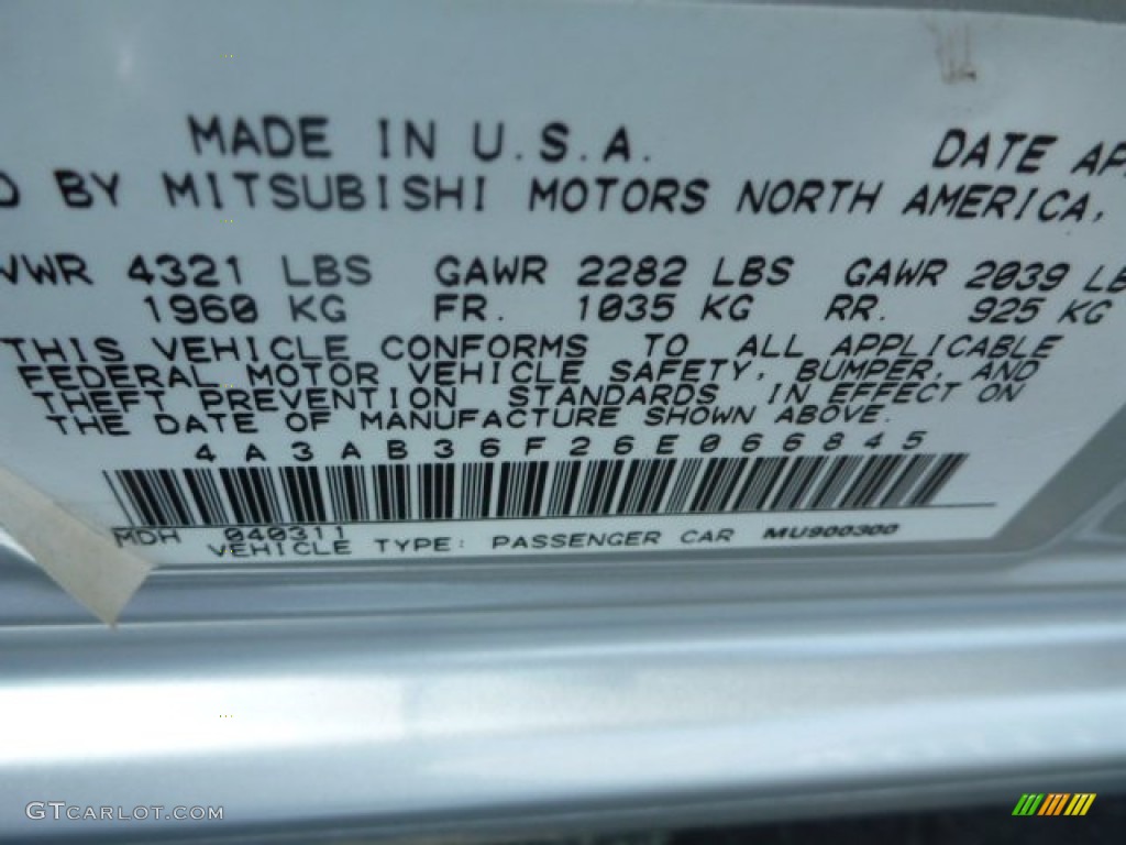 2006 Galant SE - Liquid Silver Metallic / Black photo #18