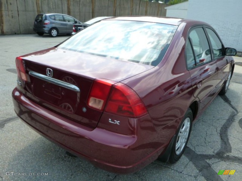 2002 Civic LX Sedan - Radiant Ruby Red Pearl / Beige photo #3