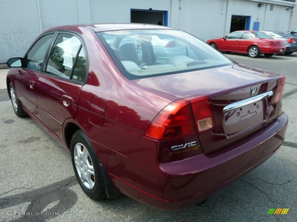 2002 Civic LX Sedan - Radiant Ruby Red Pearl / Beige photo #5
