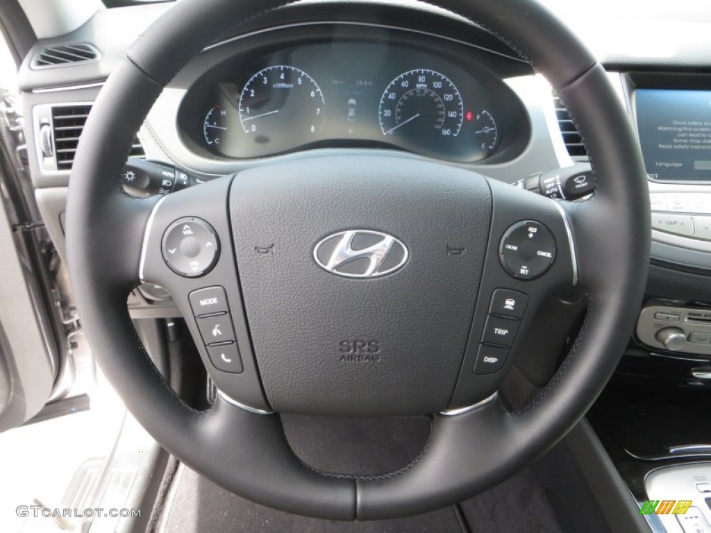 2013 Hyundai Genesis 5.0 R Spec Sedan Jet Black Steering Wheel Photo #84850092