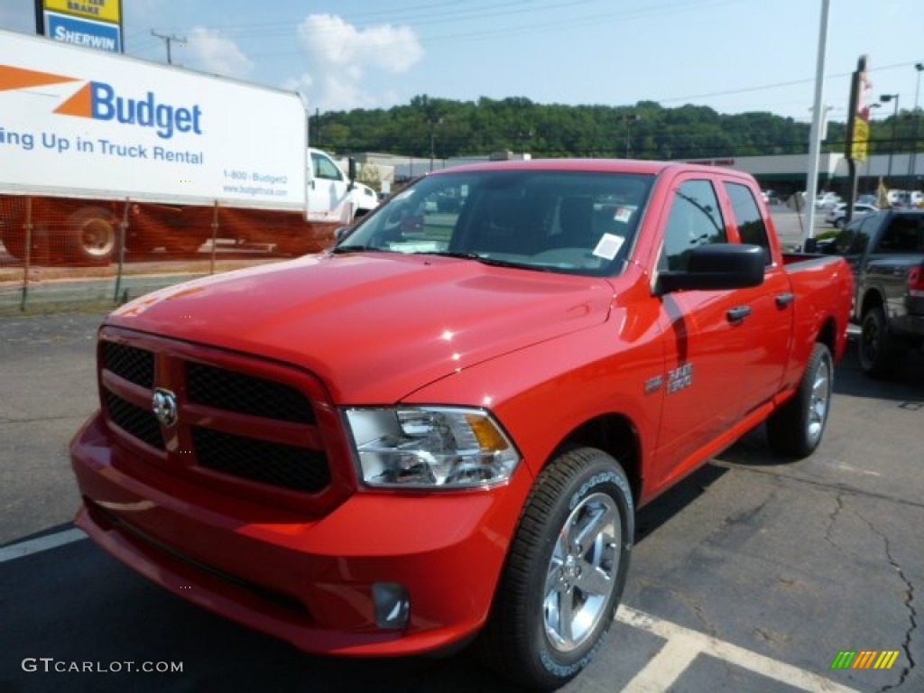 2014 1500 Express Quad Cab 4x4 - Flame Red / Black/Diesel Gray photo #1