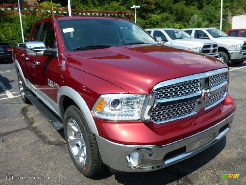 2014 1500 Laramie Quad Cab 4x4 - Deep Cherry Red Crystal Pearl / Black photo #7