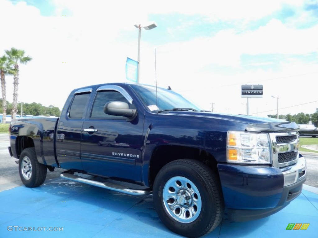 2009 Silverado 1500 LS Extended Cab 4x4 - Imperial Blue Metallic / Dark Titanium photo #8