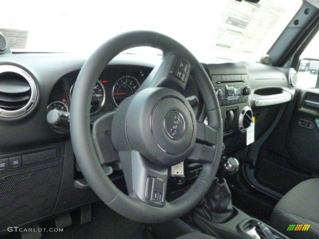 2014 Jeep Wrangler Rubicon 4x4 Black Steering Wheel Photo #84862694