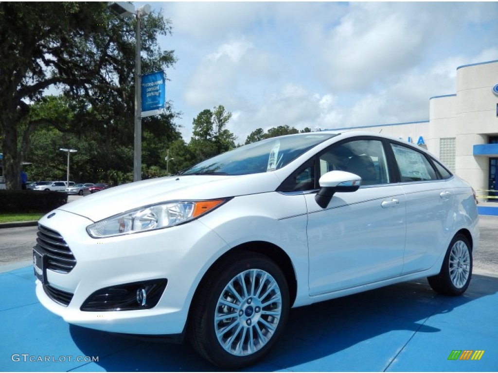 2014 Fiesta Titanium Sedan - Oxford White / Medium Light Stone photo #1