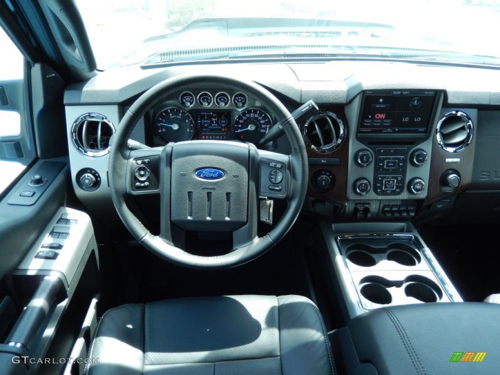 2014 Ford F250 Super Duty Lariat Crew Cab 4x4 Black Dashboard Photo #84865646