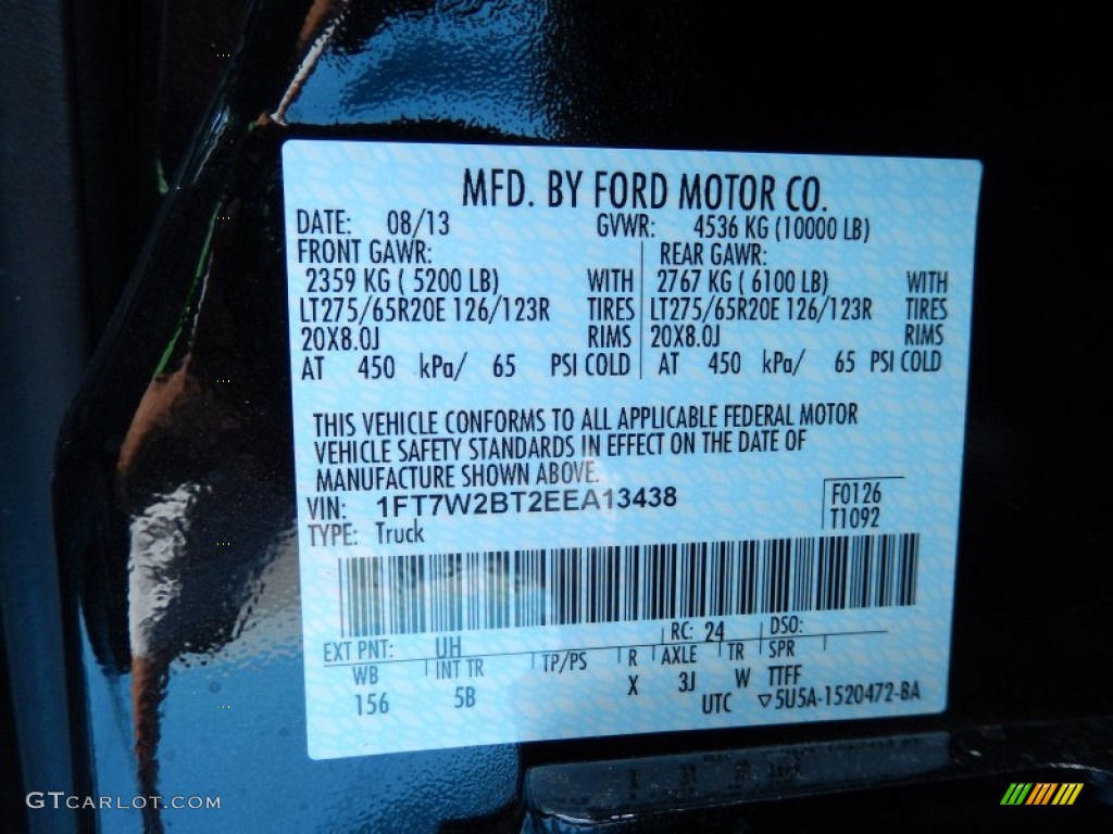 2014 F250 Super Duty Color Code UH for Tuxedo Black Metallic Photo #84865751
