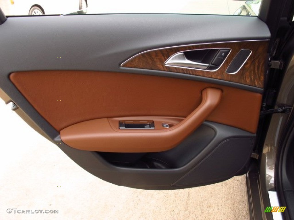2014 Audi A6 2.0T Sedan Nougat Brown Door Panel Photo #84871037