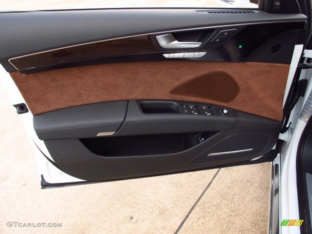 2014 Audi A8 L 4.0T quattro Nougat Brown Door Panel Photo #84874625