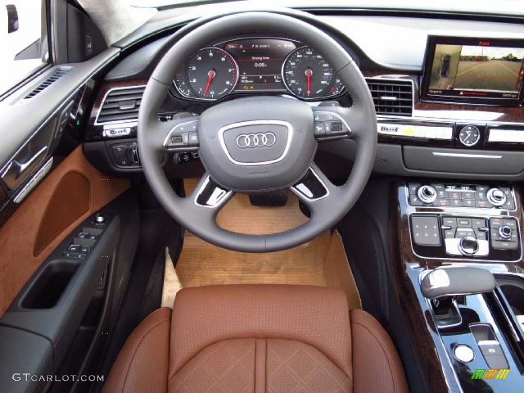 2014 Audi A8 L 4.0T quattro Nougat Brown Dashboard Photo #84874712
