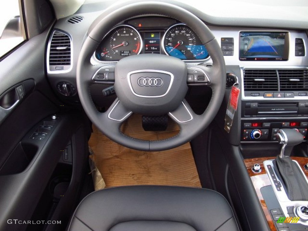 2014 Audi Q7 3.0 TFSI quattro Black Steering Wheel Photo #84877586