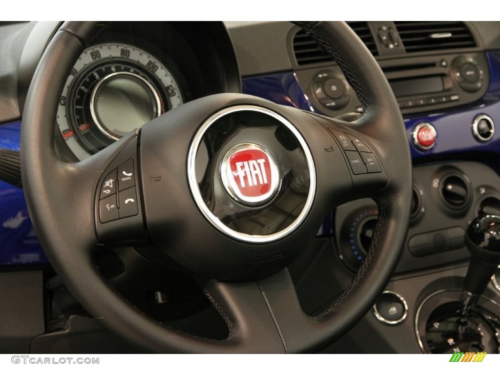 2012 Fiat 500 c cabrio Pop Tessuto Grigio/Nero (Grey/Black) Steering Wheel Photo #84878597