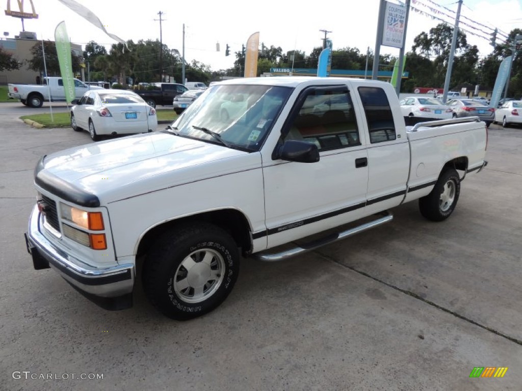 1998 Sierra 1500 SLE Extended Cab - Olympic White / Dark Red photo #3
