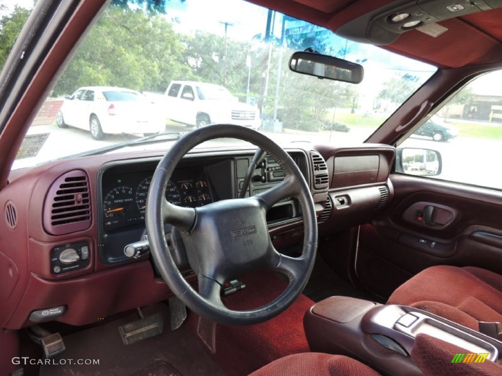 1998 Sierra 1500 SLE Extended Cab - Olympic White / Dark Red photo #9