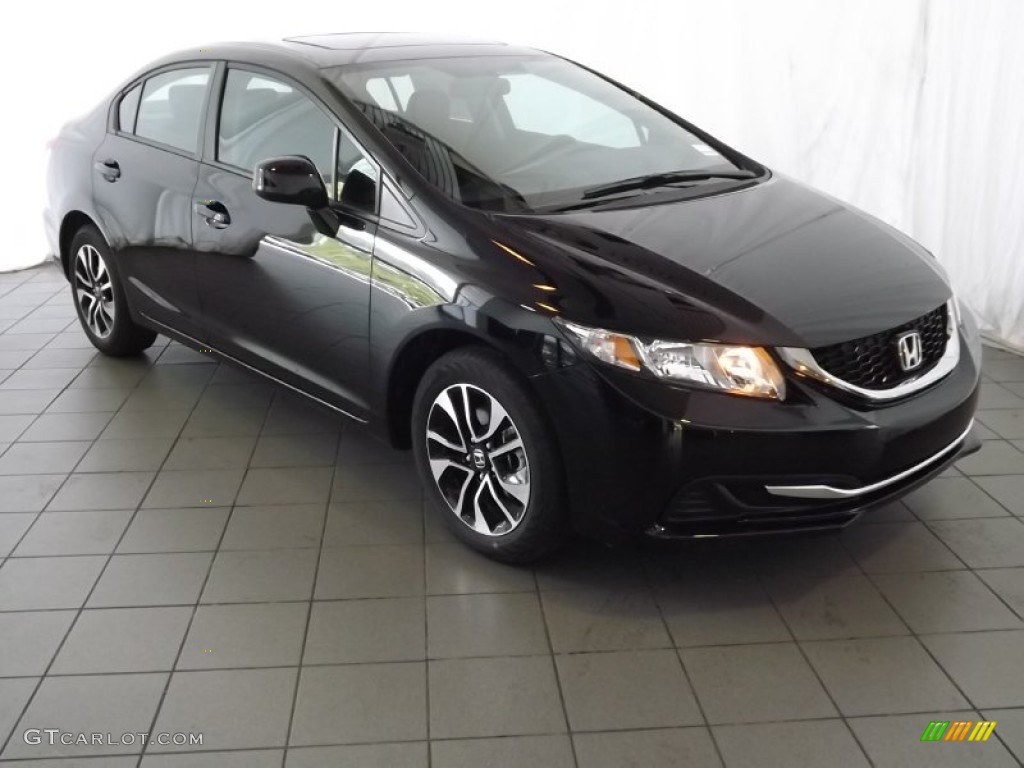 Crystal Black Pearl 2013 Honda Civic EX Sedan Exterior Photo #84885149