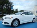 2013 White Platinum Metallic Tri-coat Ford Fusion Hybrid SE  photo #1