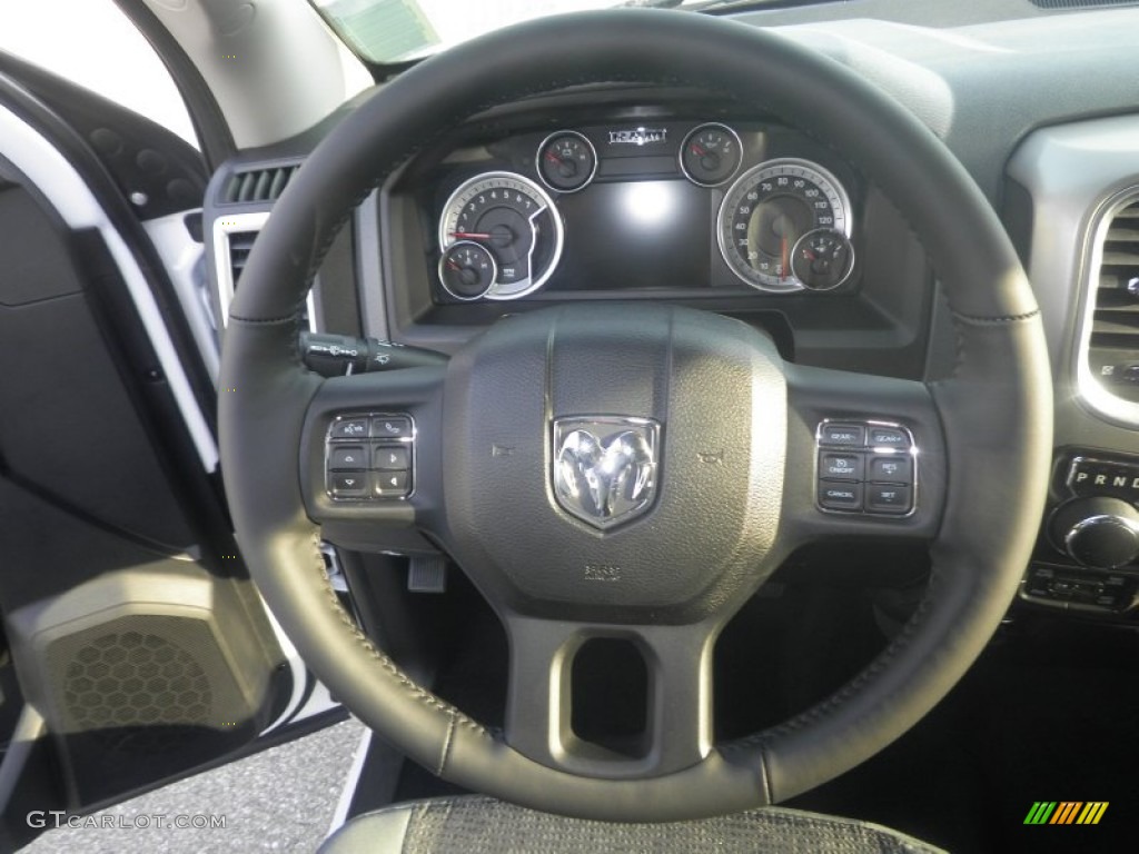 2014 Ram 1500 SLT Crew Cab 4x4 Black/Diesel Gray Steering Wheel Photo #84889088