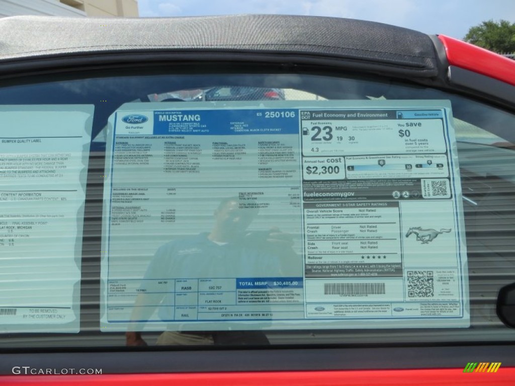 2014 Ford Mustang V6 Convertible Window Sticker Photos